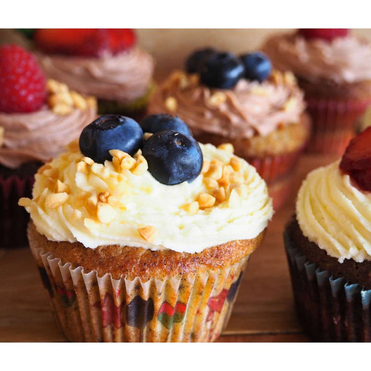 Keto vanilla cupcake with icing