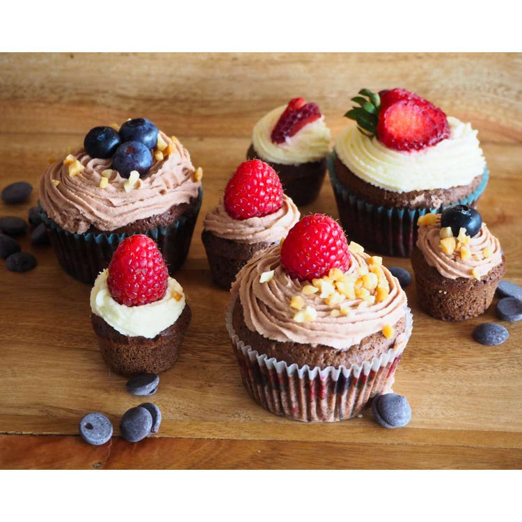 Low carb diabetic chocolate cupcakes with buttercream icing