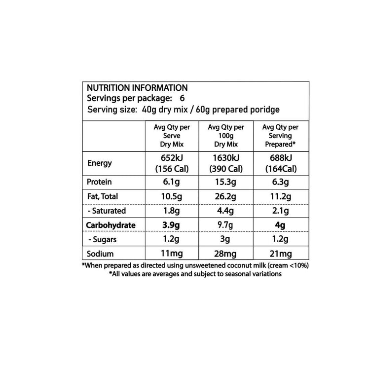 Keto Porridge - Vanilla & Cacao
