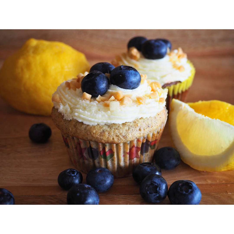 Low carb keto lemon berry cupcakes