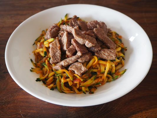 Low Carb Keto Noodles with Steak and Sugo